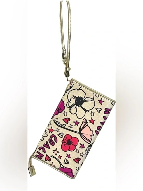 Vintage Coach Poppy Kyra Floral Graffiti Sateen Wallet Wristlet Y2K Rare - Picture 3 of 16